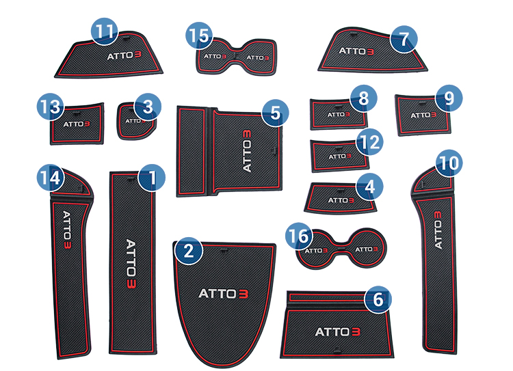 Car Interior Accessories Anti-Slip Mat ATTO 3 Door Slot Mat Anti-skid Pad Door Slot Pads For BYD Yuan Plus Accessory details