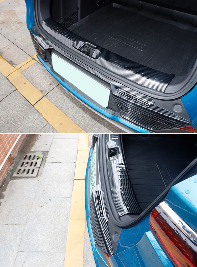Car Exterior Accessories Rear Trunk Protector Guard ABS Imitate Carbon Outer Rear Trunk Guard Sticker For BYD ATTO 3 Yuan Plus details