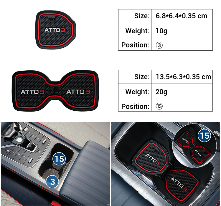 Car Interior Accessories Anti-Slip Mat ATTO 3 Door Slot Mat Anti-skid Pad Door Slot Pads For BYD Yuan Plus Accessory details