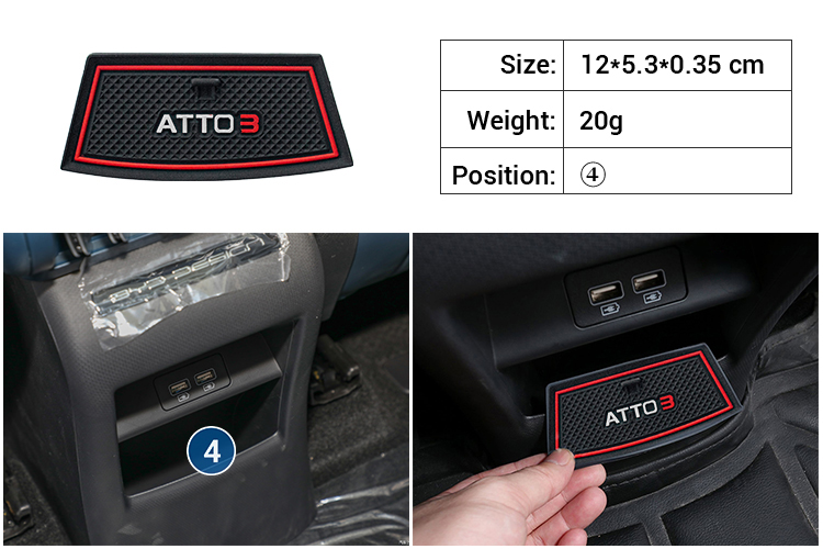 Car Interior Accessories Anti-Slip Mat ATTO 3 Door Slot Mat Anti-skid Pad Door Slot Pads For BYD Yuan Plus Accessory factory