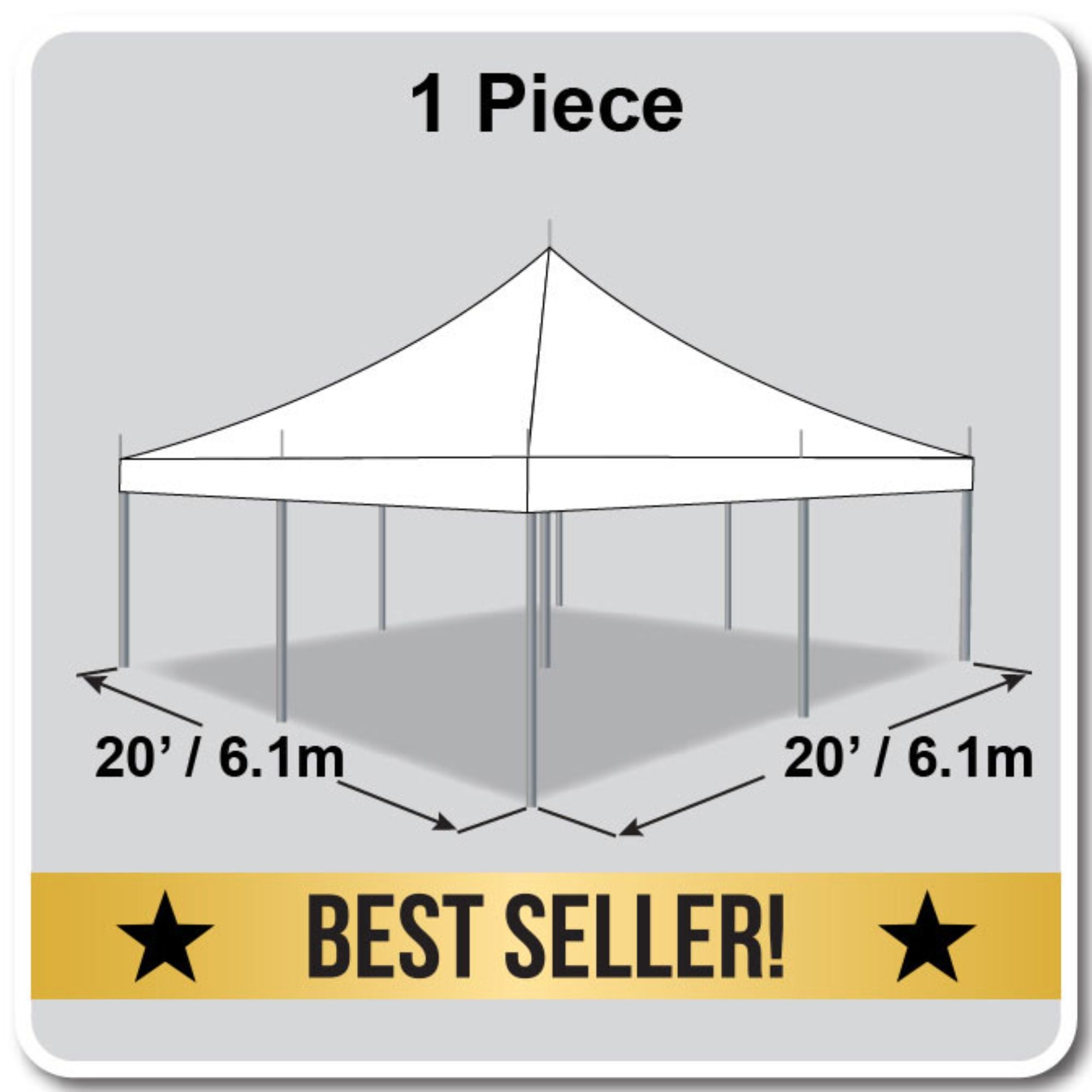 20' X 20' High Peak Pole Tent / Premiere I Tent, one piece tent top, Complete