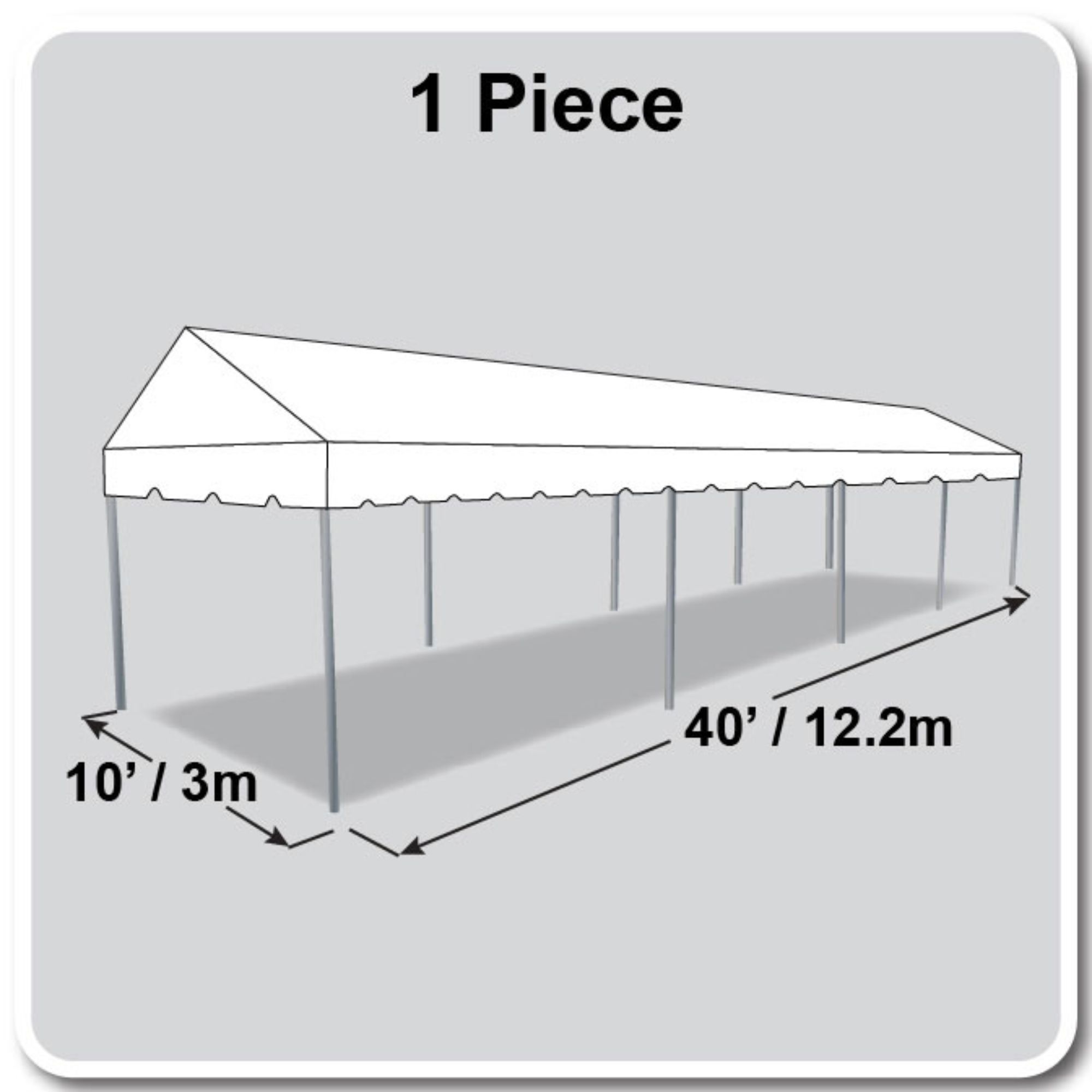 خيام إطار جبلي بحجم 10' X 40' / سقف خيمة قطعة واحدة، كاملة