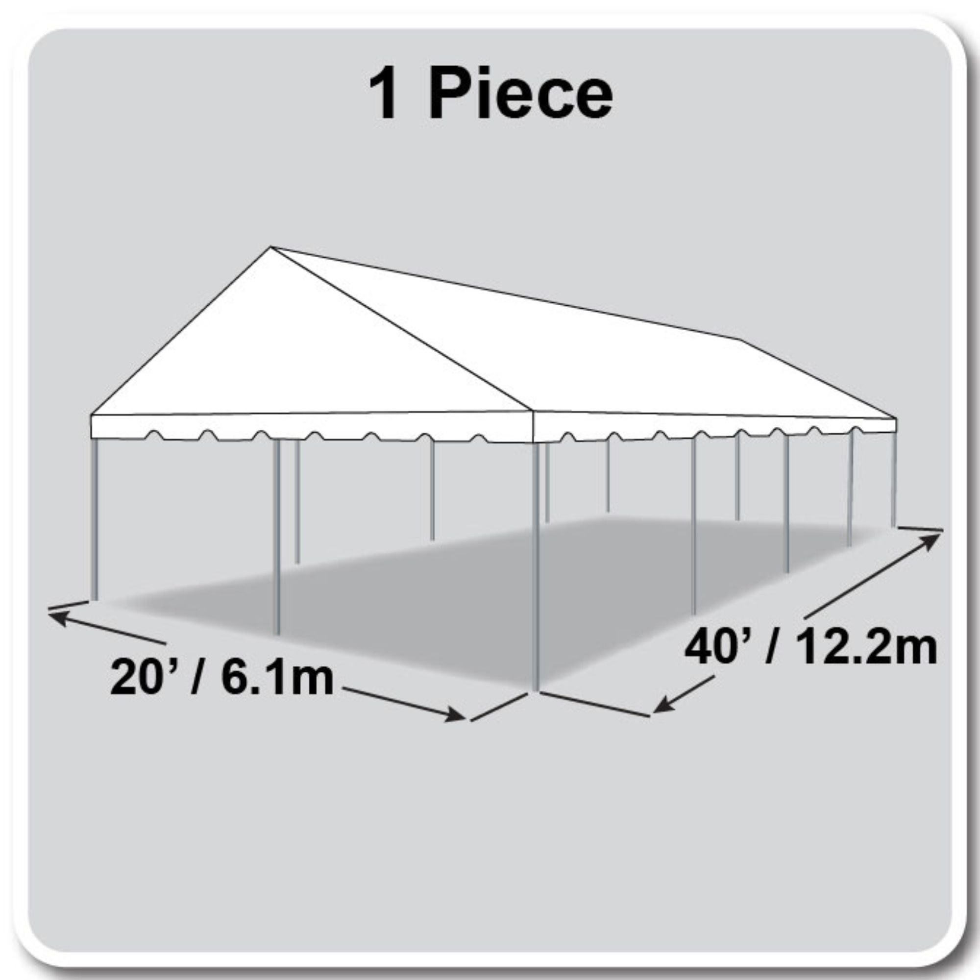20' X 40' Gable Frame Tent / one piece tent top, Complete