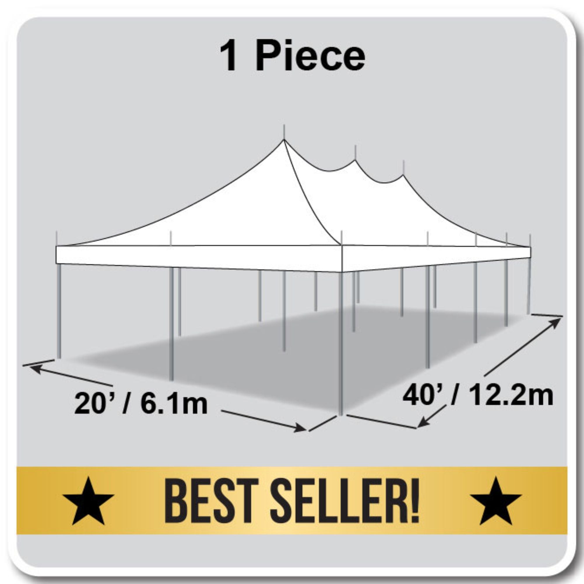 20' X 40' High Peak Pole Tent / Premiere I Tent, one piece tent top, Complete