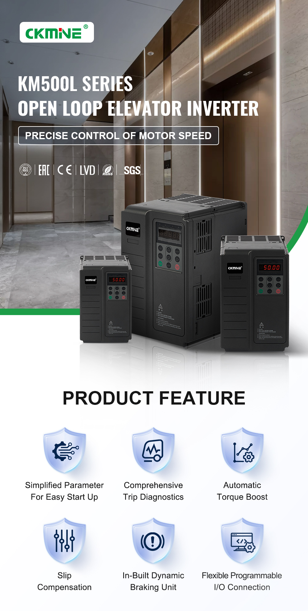 CKMINE Elevator Inverter 4-30kW 380V 3 Phase Lift Parts Frequency Control 15kW 30kW VFD VSD UPS Escalator Motor Drive details