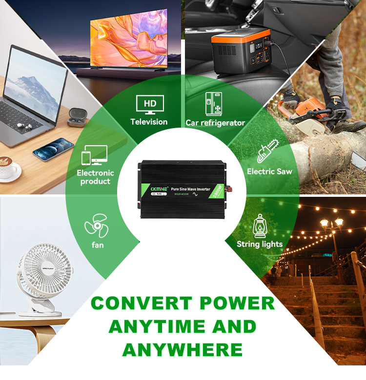 CKMINE 2000W Inverter DC 12V 24V 48V to AC 220V 230V 240V 120V 110V 100V 1000W Pure Sine Wave Power Charger Converter factory