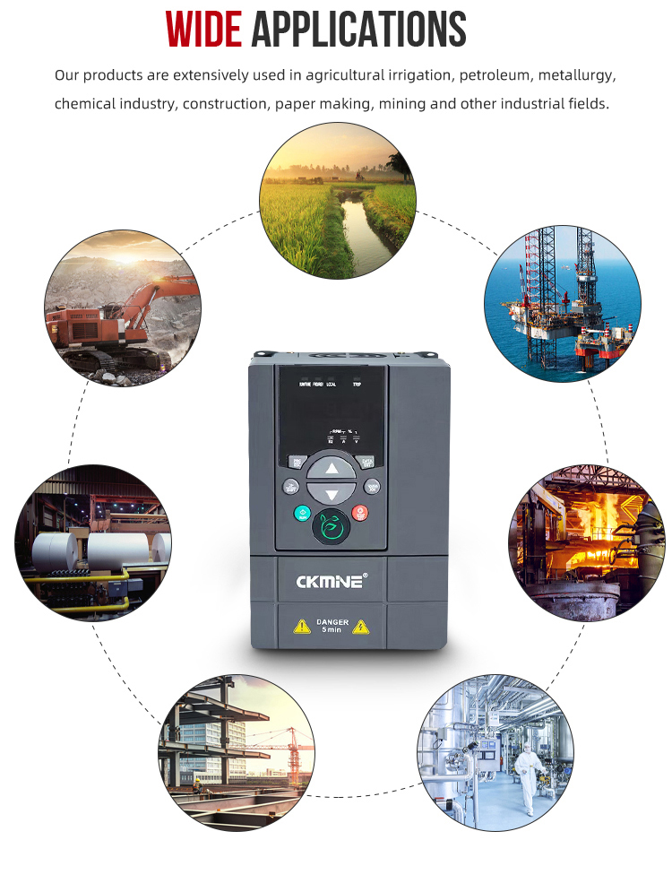 CKMINE China Three Phase 220V 380V Multifunctional AC Frequency Converter 50hz to 60hz Variadores De Frecuencia VFD Inverter factory