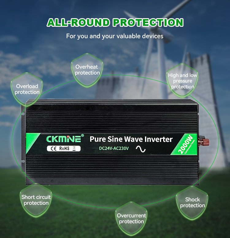 CKMINE 2000W Inverter DC 12V 24V 48V to AC 220V 230V 240V 120V 110V 100V 1000W Pure Sine Wave Power Charger Converter details
