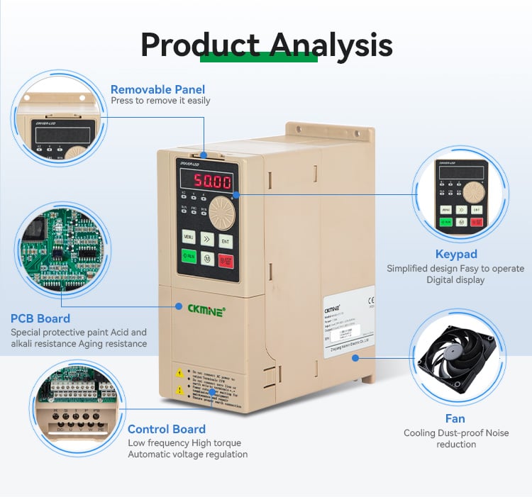CKMINE KM580 Factory Price 2.2kW 3HP Motor Inverter Variable Frequency Driver 380V 3phase to three phase Speed Control VFD supplier