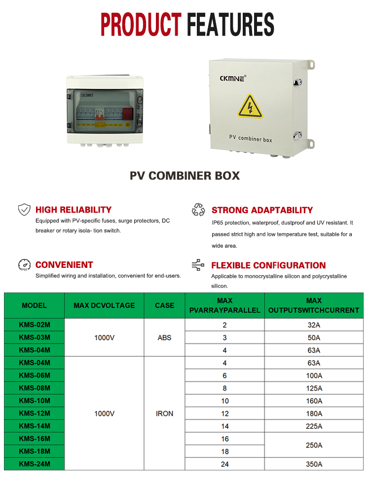 CKMINE 4 in 1 out Waterproof Combiner Box 1000V DC Combination Photovoltaic Solar Pv Array with 4 String for Control System details