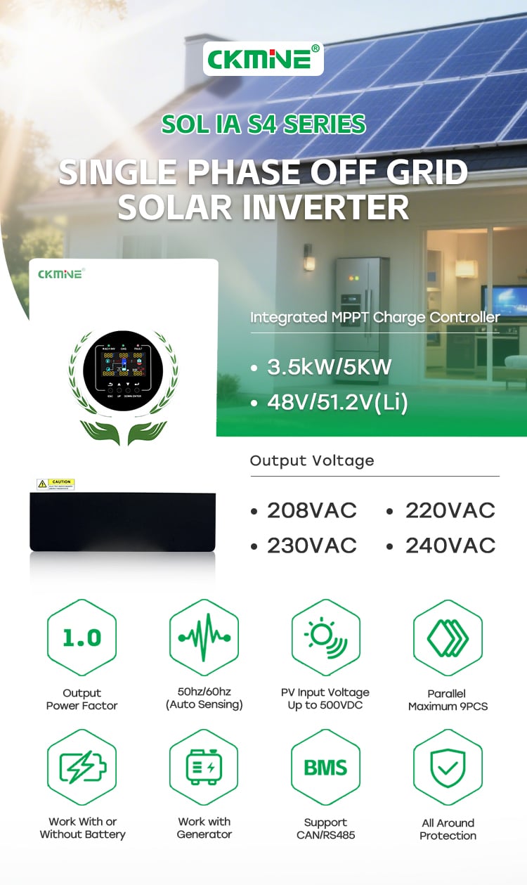 SOL IA-S4 Series Off Grid Solar Inverter 3.5kW 3.5kVA 48V 51.2V 220V Output Power Factor 1.0 manufacture
