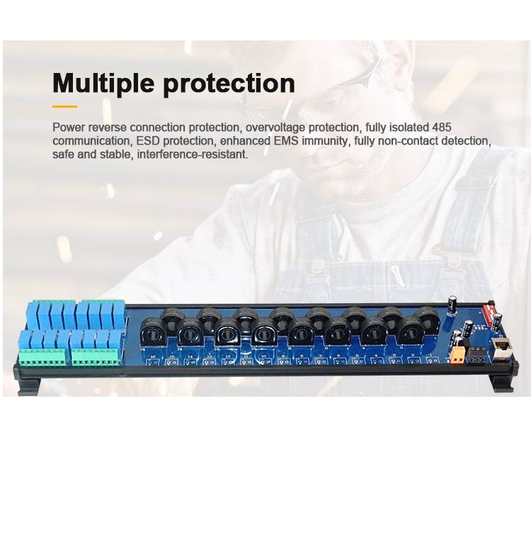 product huaqingjun 16 channel rs485 ethernet ac current voltage transformer detect module modbus rtu tcp acquisition module-8