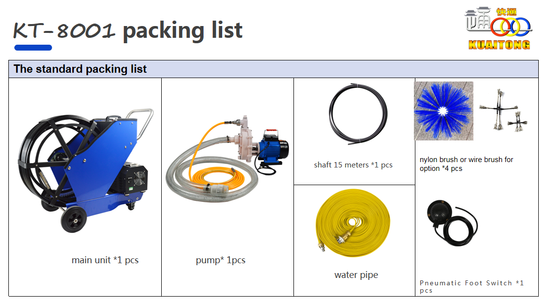 Round rectangular kitchen exhaust and grease duct cleaning machine equipment details