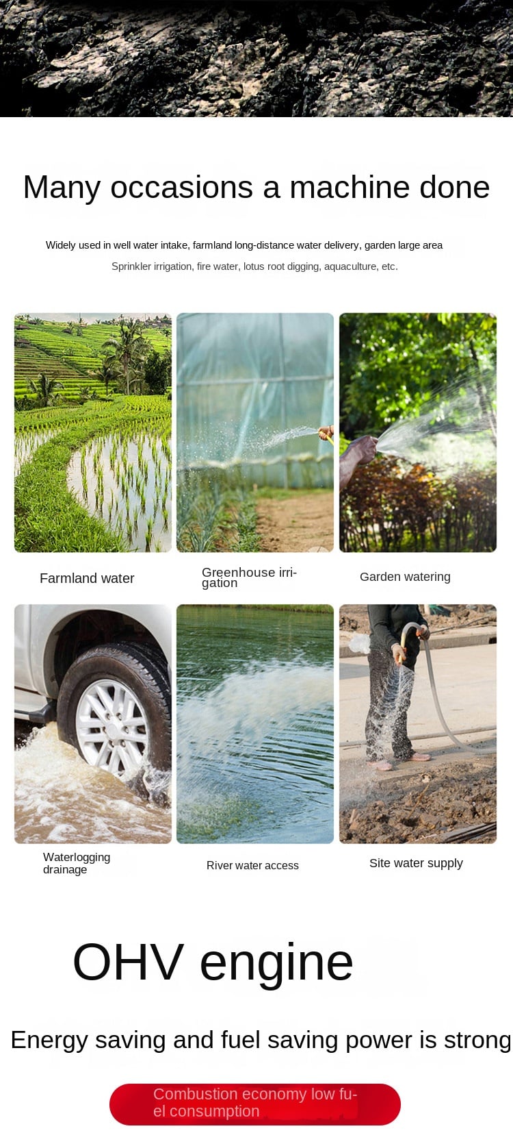 product 3 inch agricultural irrigation 168f high flow gasoline water pump outdoor portable water pump-7