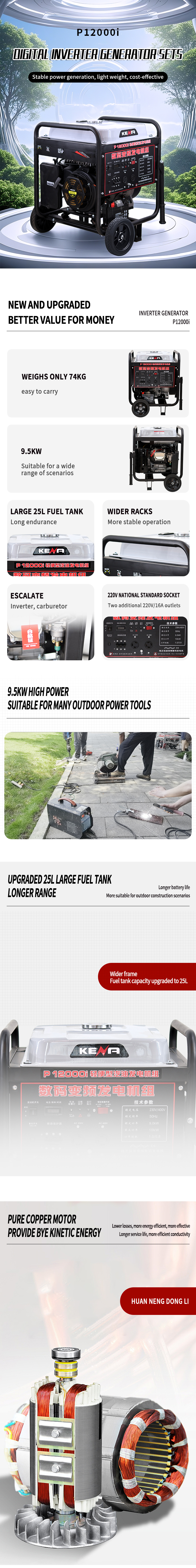 product 9000w 4 stroke silent soundproof camping use digital portable inverter generator gasoline with electric start-4