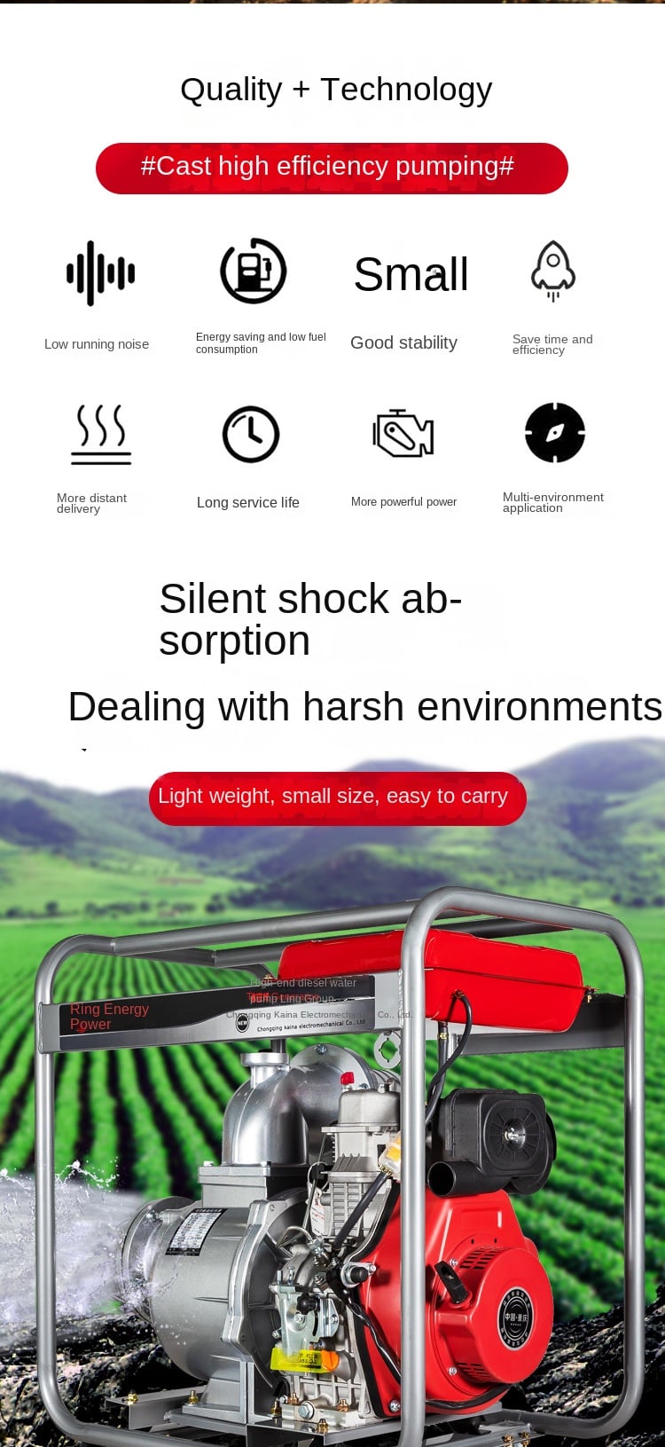 product 3 inch agricultural irrigation 168f high flow gasoline water pump outdoor portable water pump-6