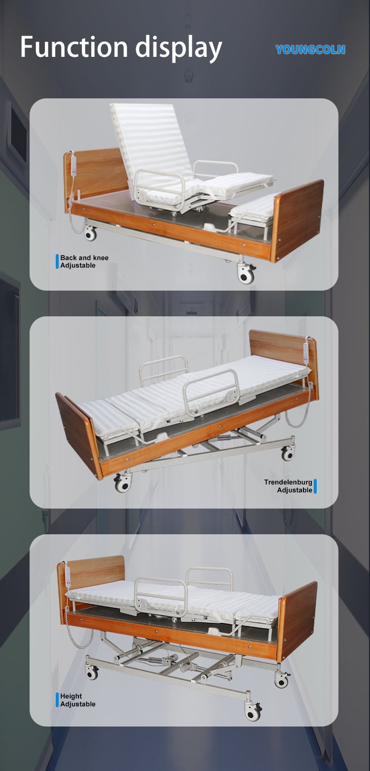 Yc-E809 Five Functions Wooden Home Care Hospital Electric Medical Bed Rotating Bed Mechanism For Elder People details