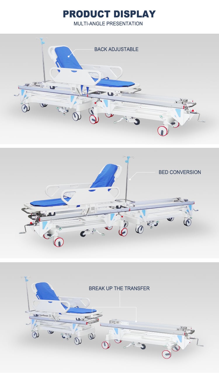 YC-BDEC01 Luxurious manual stretcher Transfer Patient From Bed to Chair Ambulance Stretcher Trolley Patient Transfer Bed details