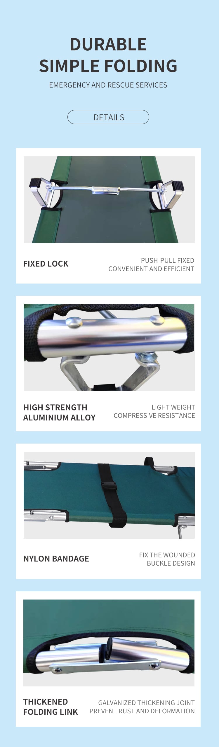 BDST109 Cheap Medical Portable Folding Stretcher For Emergency Hospital Stretcher manufacture