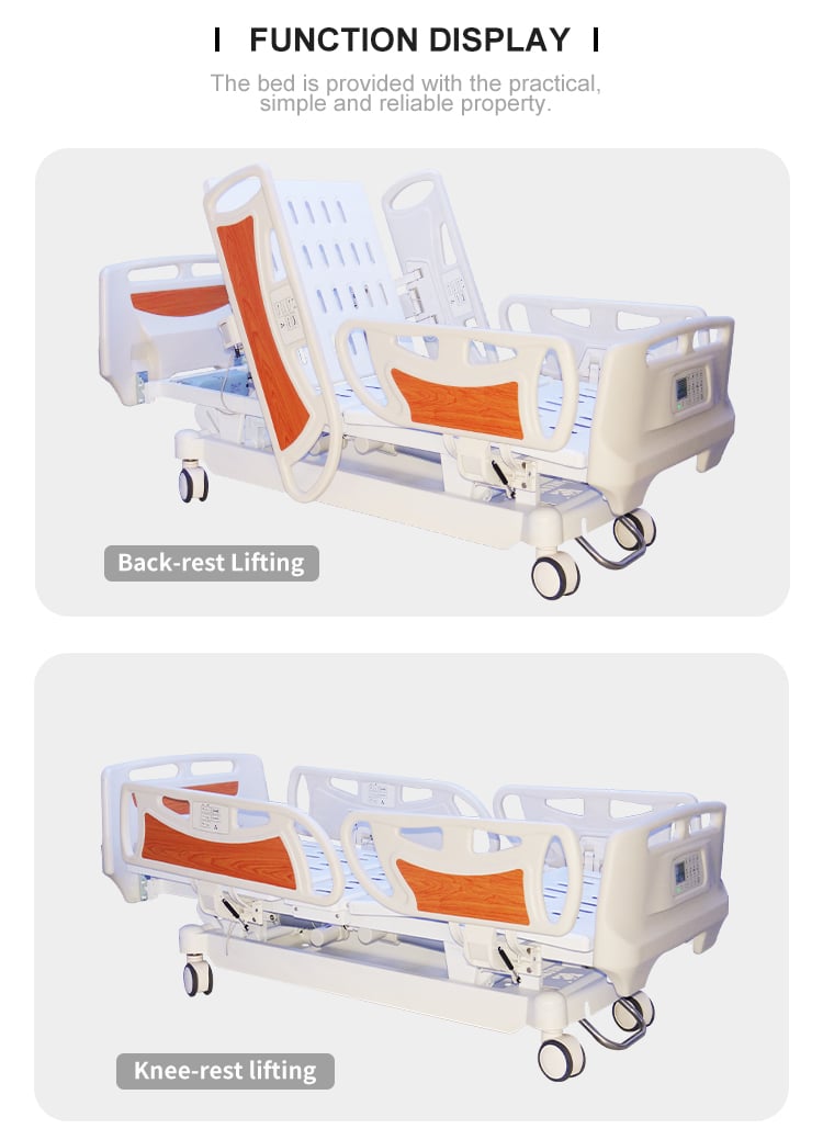 Yc-e5618K(I) 5 Functions ICU Electric Hospital Bed 4 Motors Multifunctional Medical Electric Care Bed factory