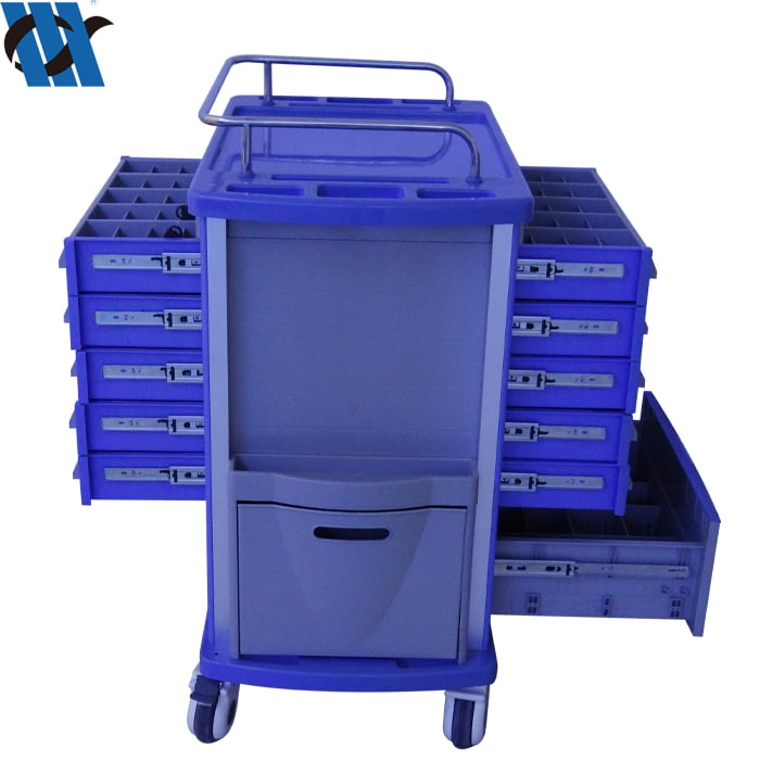 BDT213 Modern Design Hospital Crash Cart ABS Emergency Trolley With Double Side Drawers Medicine Trolley supplier