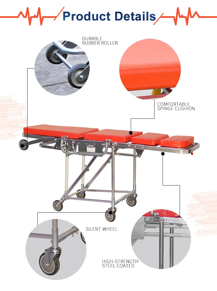 BDTT202 Used For First-Aid Best Quality Hospital Used Ambulance Stretcher Bed Ambulance Chair Stretcher For Sale factory