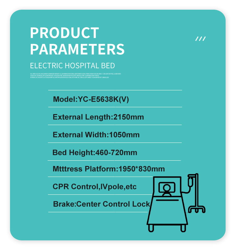 Yc-e5618k(I) Professional Manufacture Cheap Prices 5 Functions Electric Medical Hospital Beds Certificate CE ISO supplier