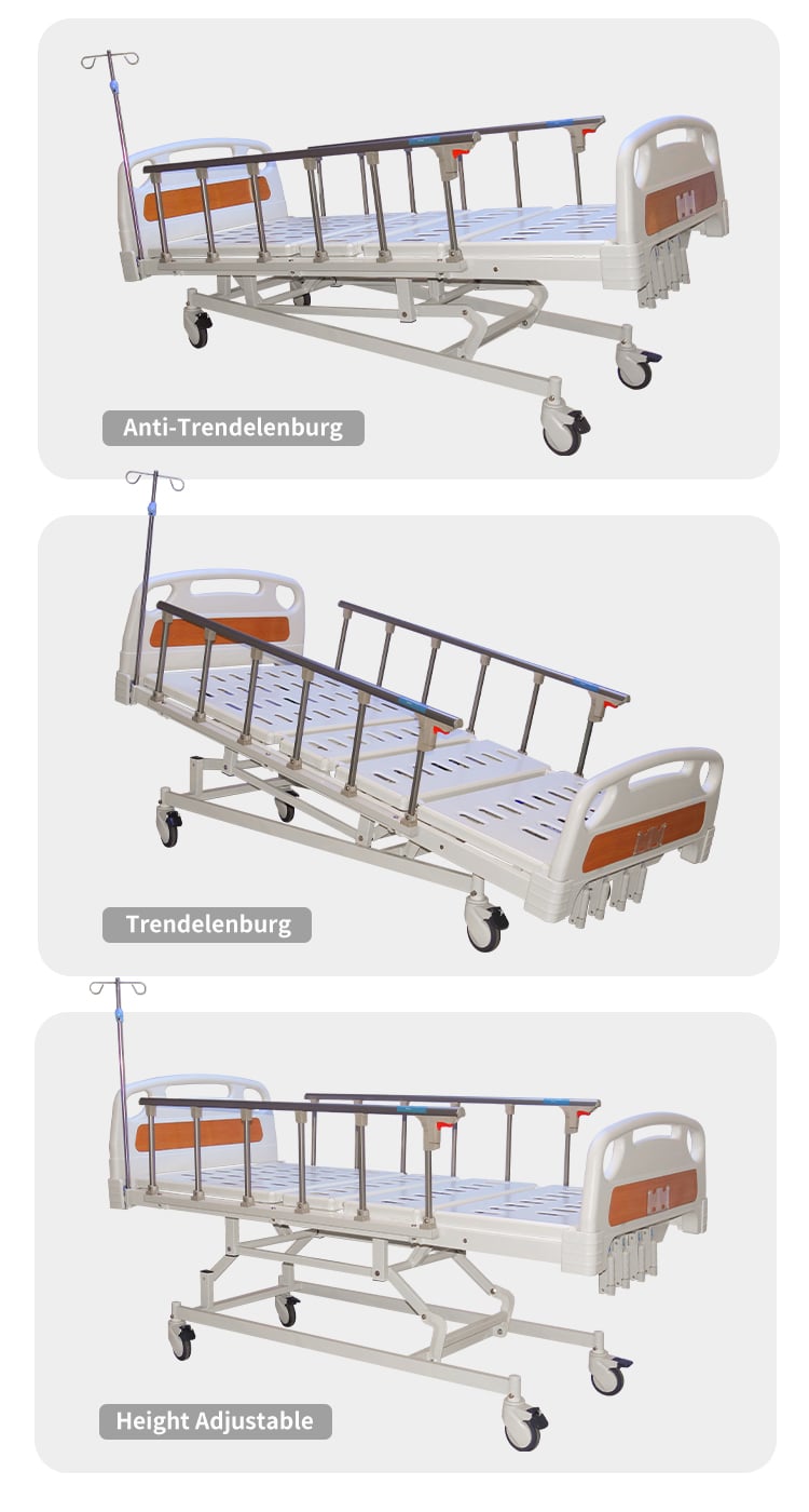 Yc-t5611L Youngcoln Manufacture Medical Bed Cheap Price Trendelenburg Position Manual Hospital Bed with Manual 4 Crank factory