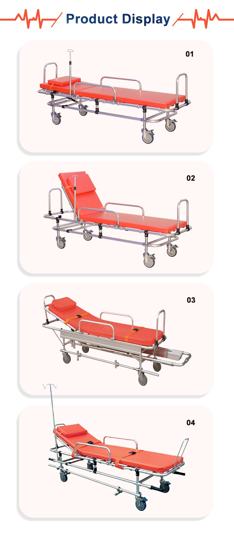 BDST201 Adjustable Ambulance Medical Emergency Aluminum Alloy Ambulance Stretcher Trolley supplier