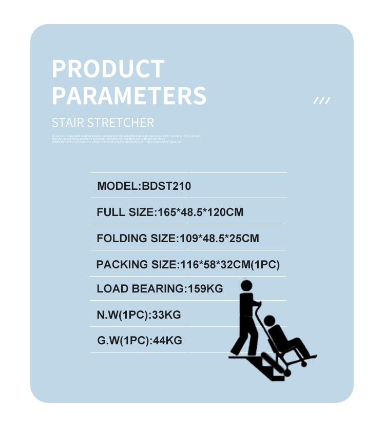 BDST210 Medical Cheap Emergency Evacuation Stair Climbing Wheelchair Aluminum Alloy Foldaway Stretchers Electric Stair Climbing factory