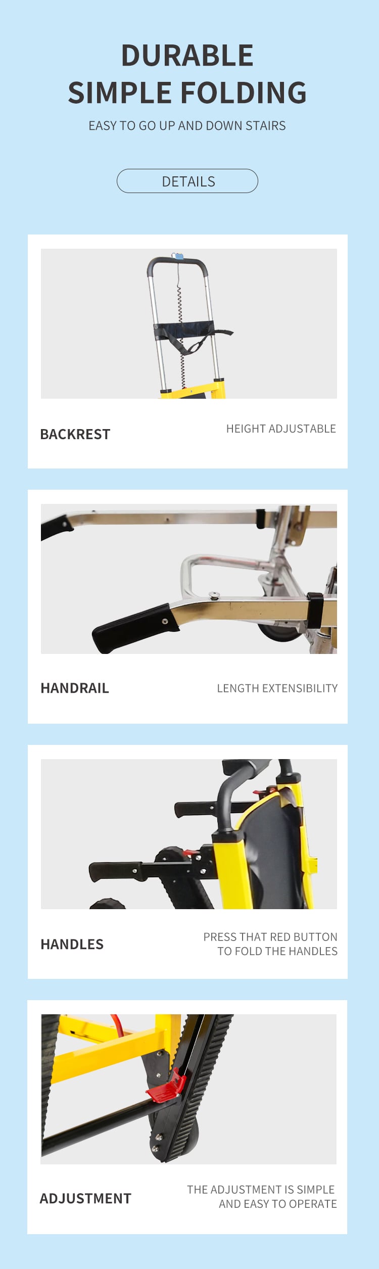 BDST210 Medical Cheap Emergency Evacuation Stair Climbing Wheelchair Aluminum Alloy Foldaway Stretchers Electric Stair Climbing supplier
