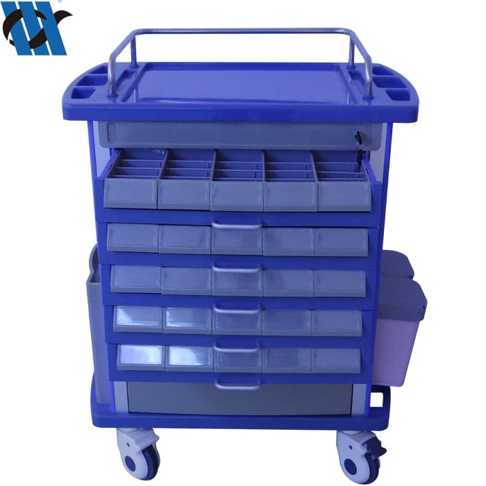BDT213 Modern Design Hospital Crash Cart ABS Emergency Trolley With Double Side Drawers Medicine Trolley details
