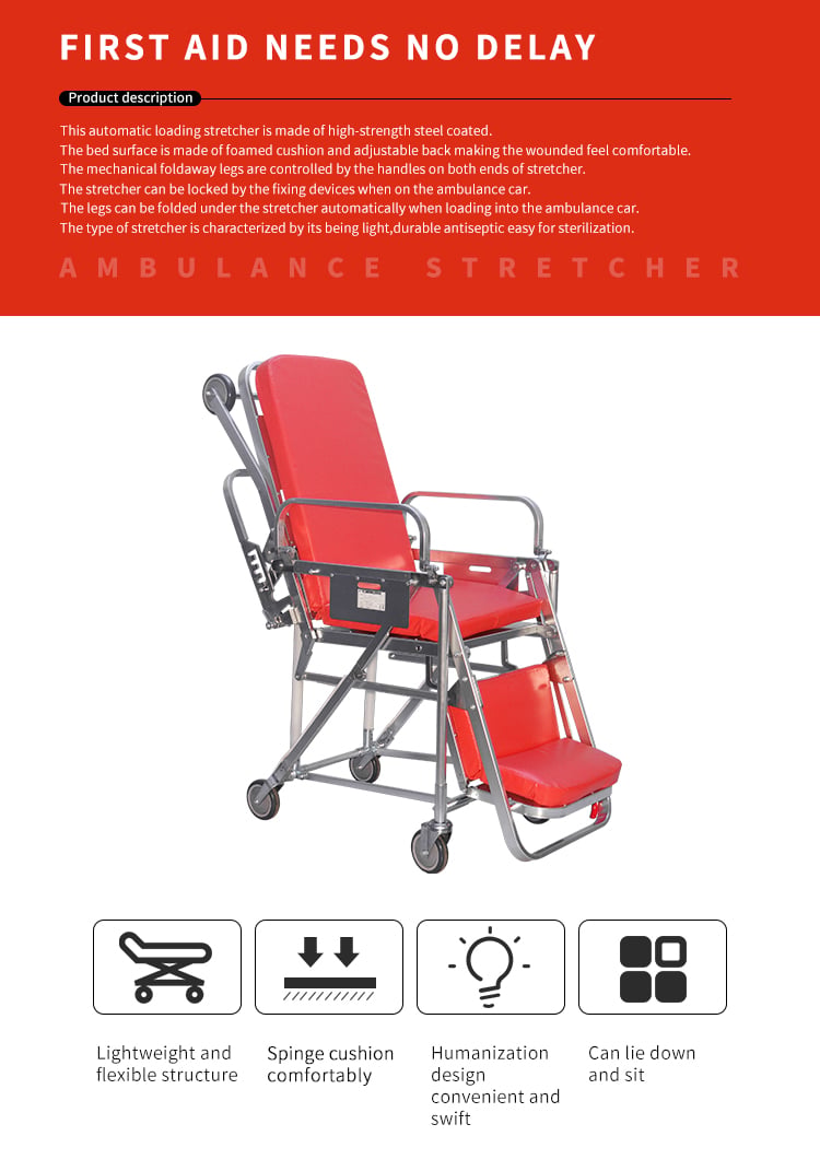 BDTT202 Used For First-Aid Best Quality Hospital Used Ambulance Stretcher Bed Ambulance Chair Stretcher For Sale details