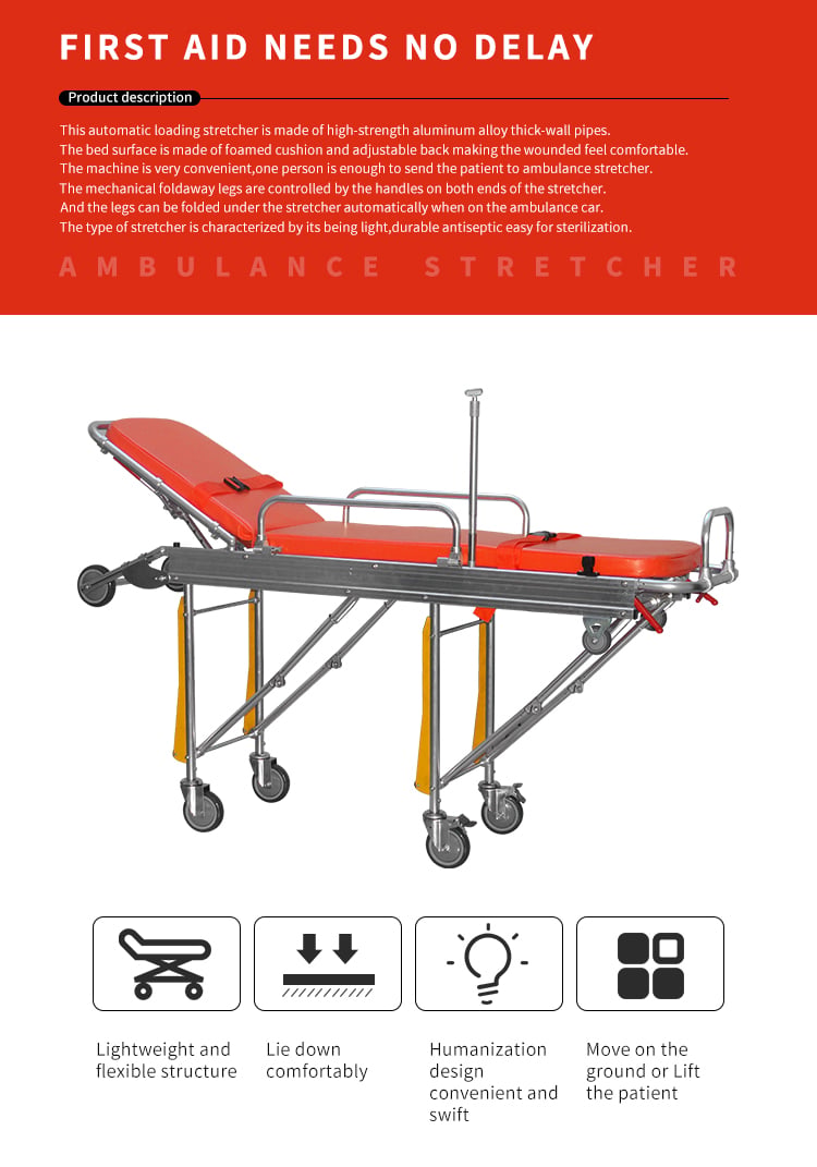 BDST203 Transport Emergency Aluminum Alloy Trolley Patient Transfer Bed Medical Stretcher Ambulance supplier