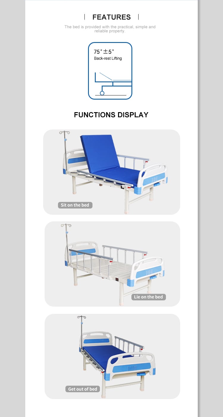 YC-T1610Z  Semi-Fowler Single Crank Hospital Bed Medical Use For Hospital Bed Medical manufacture