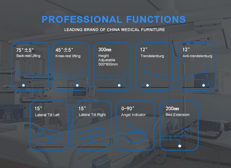Medical Equipment Bed Electric ICU Eight Functions Bed Hospital Medical with Chair Position manufacture
