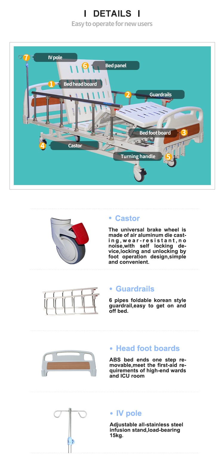 Yc-t5611L Youngcoln Manufacture Medical Bed Cheap Price Trendelenburg Position Manual Hospital Bed with Manual 4 Crank details