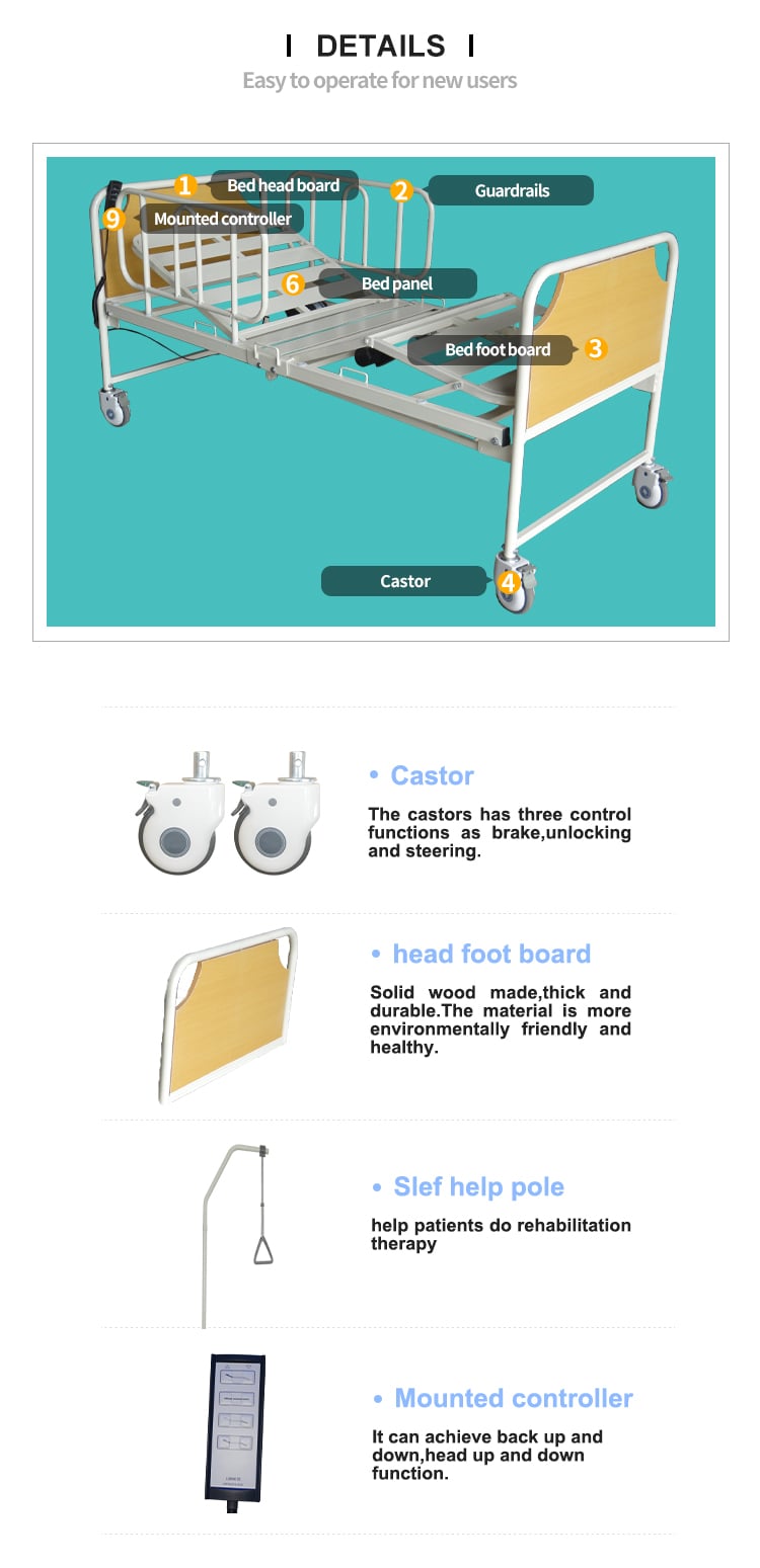 Yc-e2611L(II) Factory Cheap Hospital bed 2 Section Folding Metal Bed Hospital Folding Bed factory
