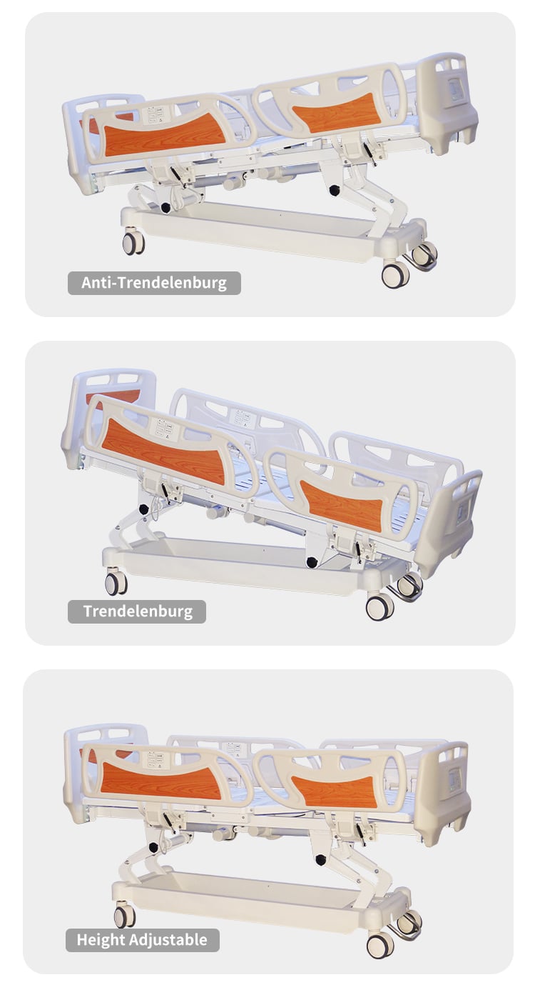 Yc-e5618K(I) 5 Functions ICU Electric Hospital Bed 4 Motors Multifunctional Medical Electric Care Bed supplier