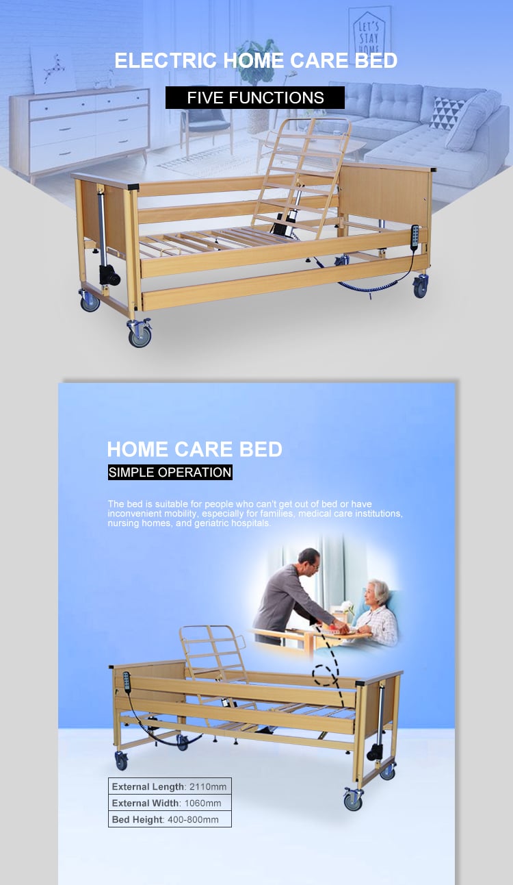 Home Care Use 5 Function Electric Patient Bed Hospital with MDF Board Nursing Care Bed supplier