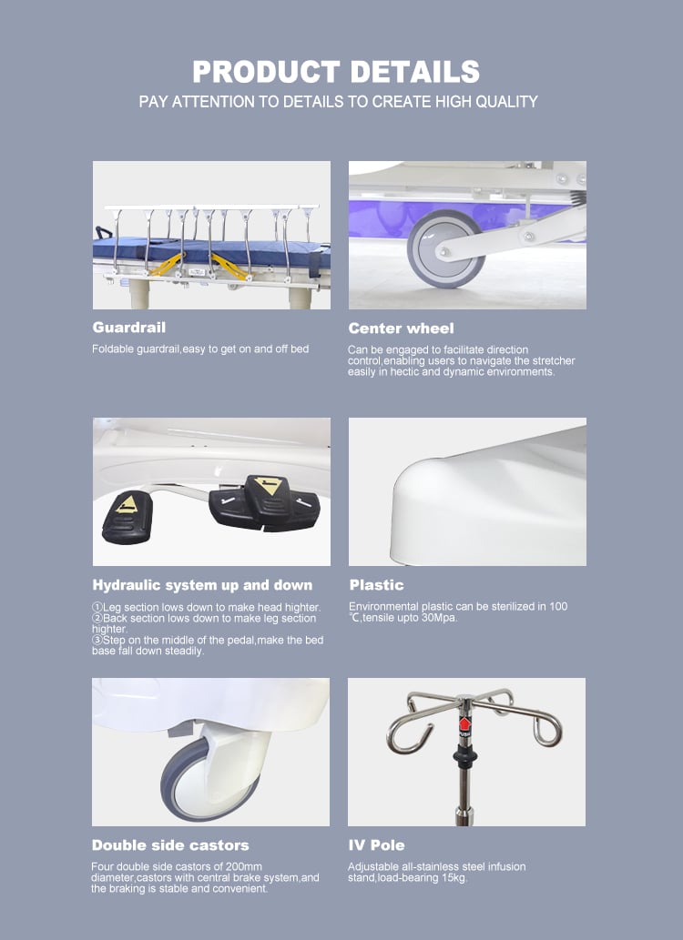BDEC04B Youngcoln Factory Wholesale Multifunction Patient Transfer Hydraulic Platform Operation Connecting Stretcher Trolley manufacture