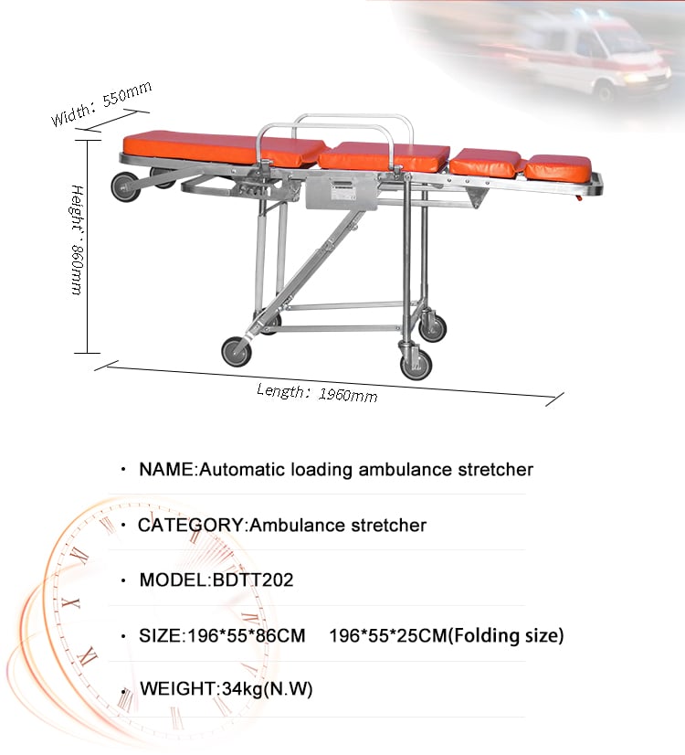 BDTT202 Used For First-Aid Best Quality Hospital Used Ambulance Stretcher Bed Ambulance Chair Stretcher For Sale details