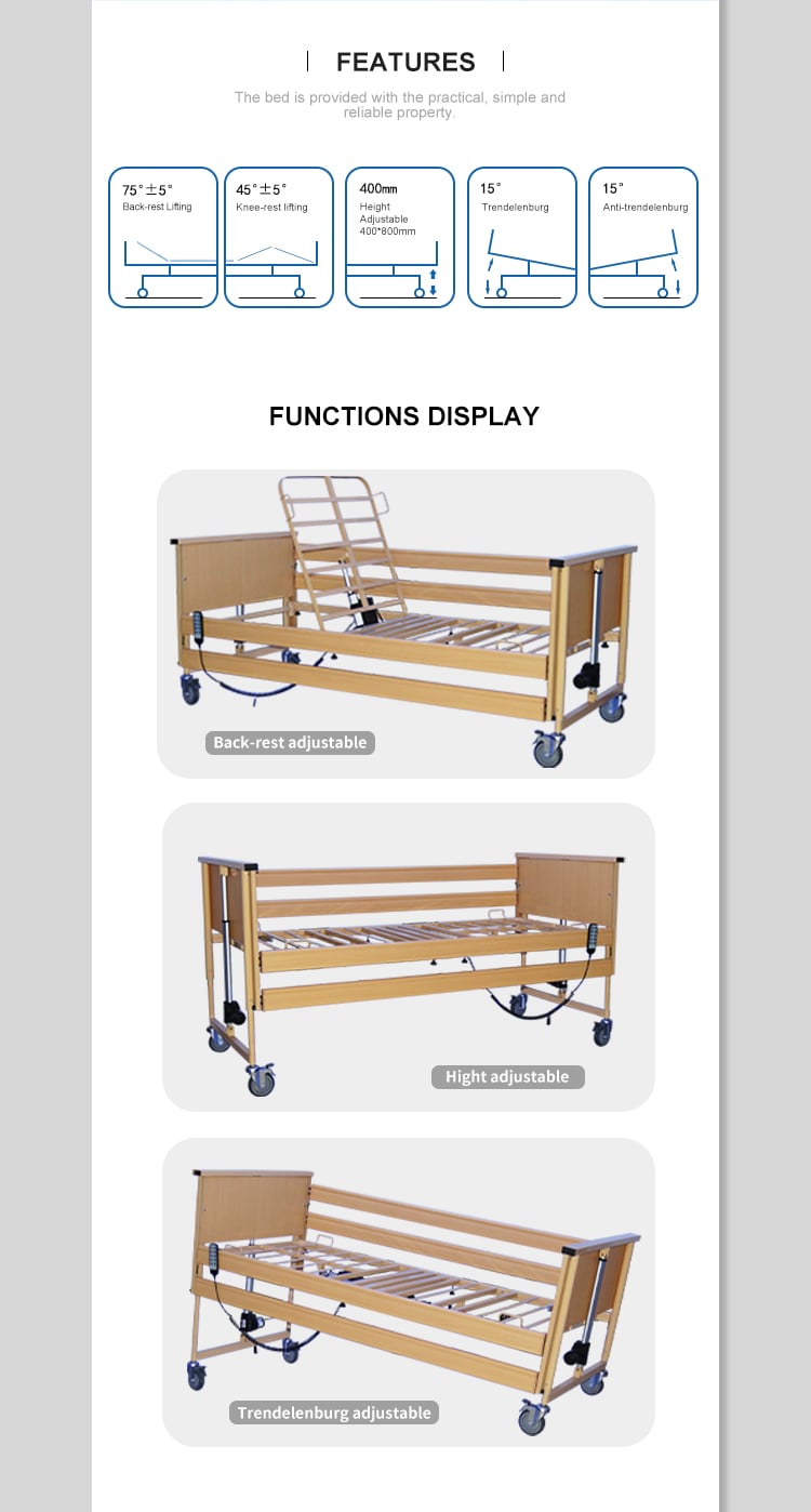 Home Care Use 5 Function Electric Patient Bed Hospital with MDF Board Nursing Care Bed details