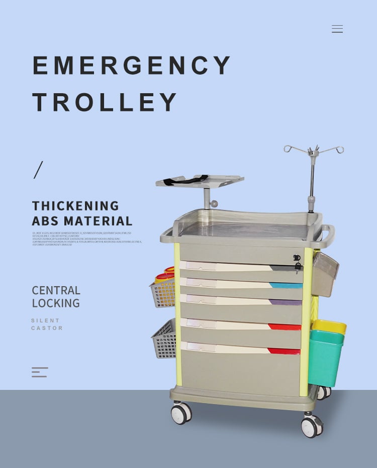BDT212 Hospital Patient ABS Medical trolley Nursing Treatment Emergency Trolley Medical supplier