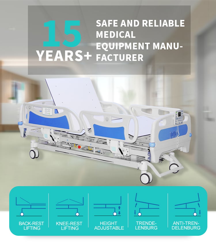 YC-E5638KII) Manufactured Modern Design Hospital ICU bed with X-ray Exam Board Five Functions Electric Bed supplier