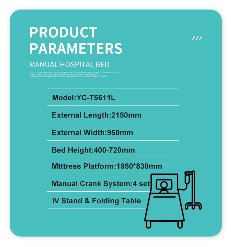 Yc-t5611L Youngcoln Manufacture Medical Bed Cheap Price Trendelenburg Position Manual Hospital Bed with Manual 4 Crank supplier