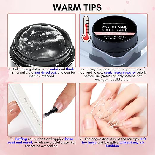 product mannfi nail factory 5 in 1 solid non sticky uv gel nail glue clear color press on gel that doesnt turn yellow bulk item-9