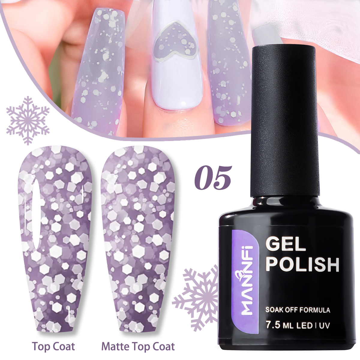product mannfi factory top quality cheap price nail suppliers long lasting uv gel nail polish snowflake in stock 8 colors-9