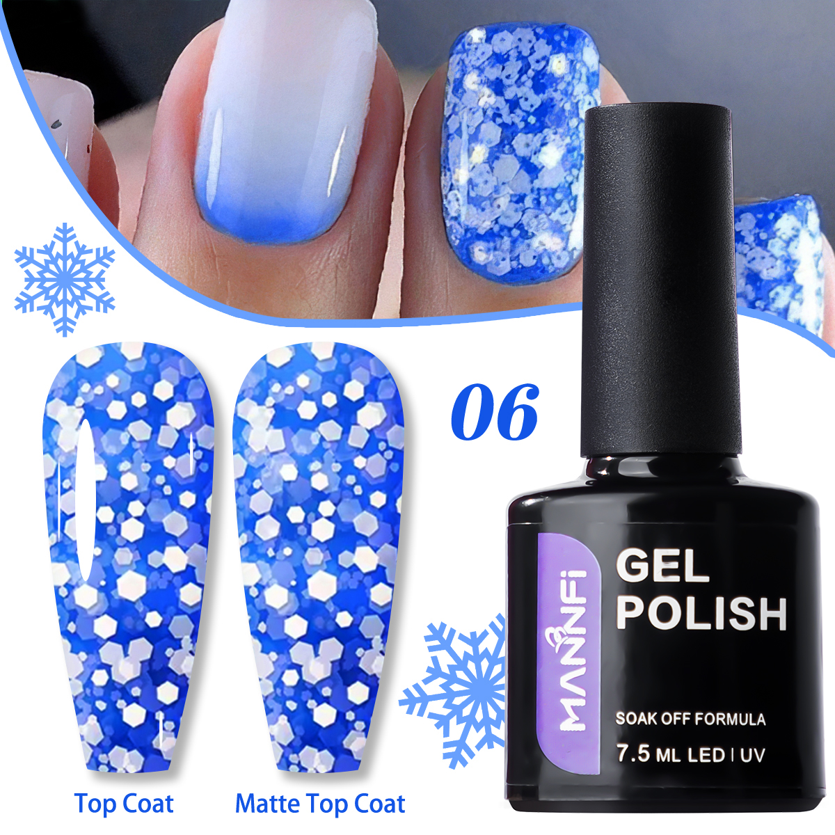 product mannfi factory top quality cheap price nail suppliers long lasting uv gel nail polish snowflake in stock 8 colors-10