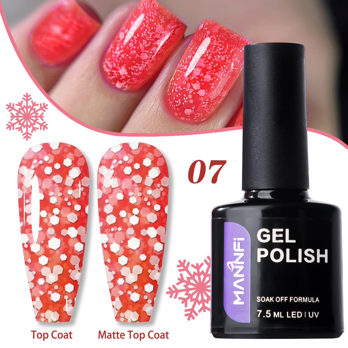 product mannfi factory top quality cheap price nail suppliers long lasting uv gel nail polish snowflake in stock 8 colors-11